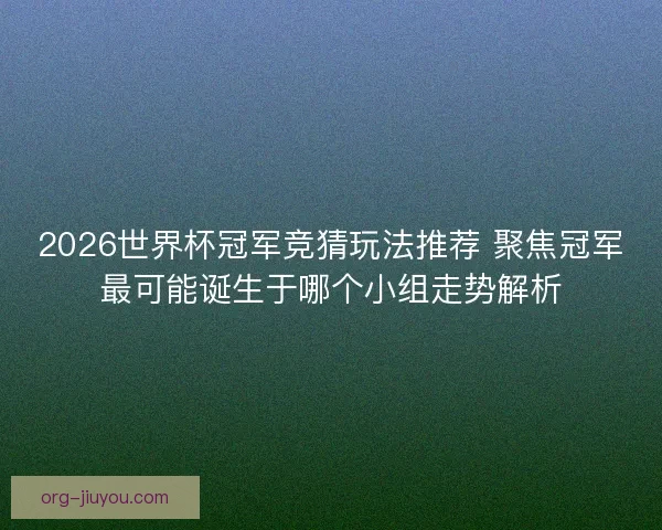 2026世界杯冠军竞猜玩法推荐 聚焦冠军最可能诞生于哪个小组走势解析